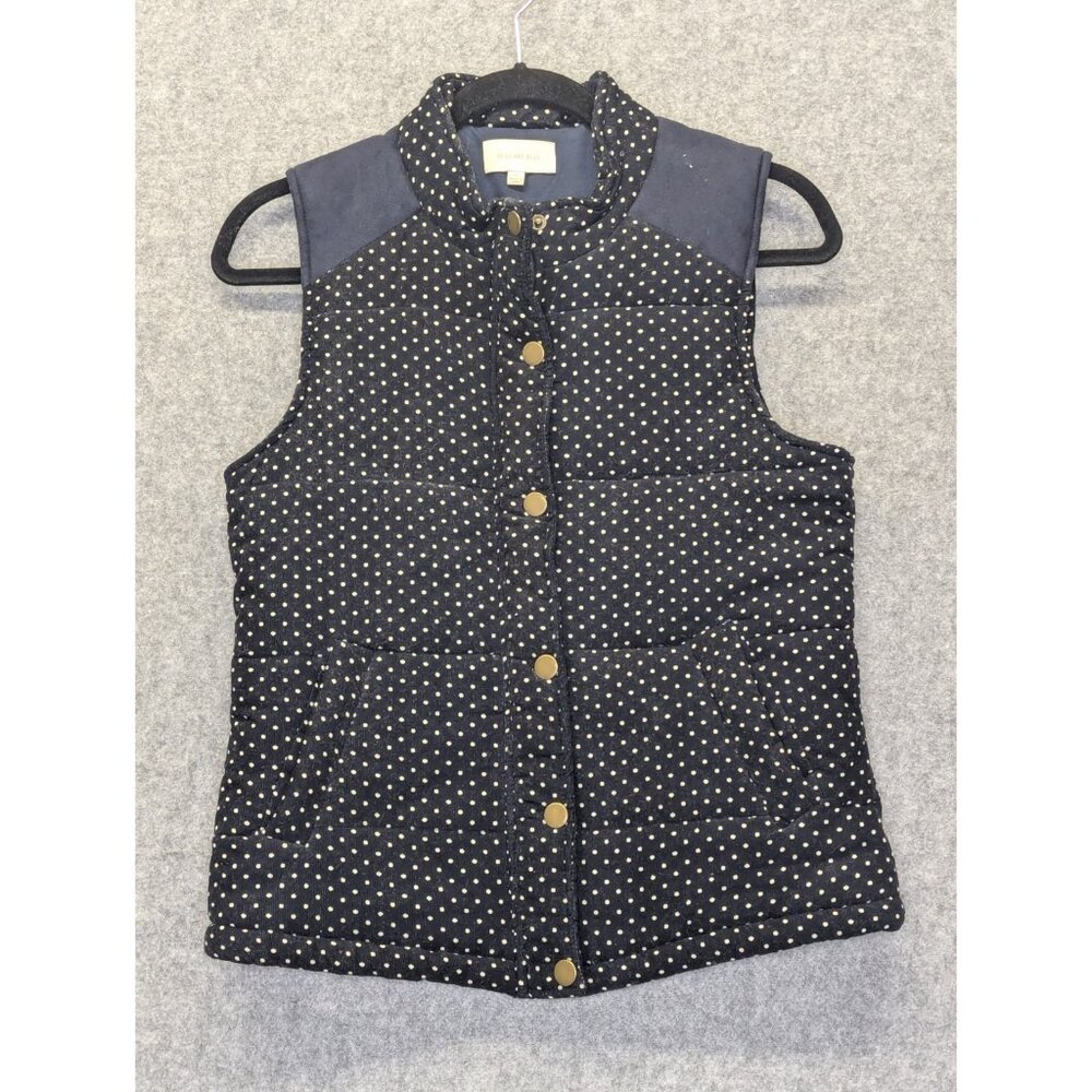 Skies Are Blue Womens Vest XS Navy Polka Dot Puffer Outdoor Hiking Jacket